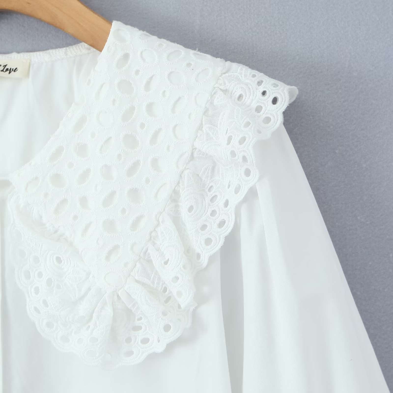 Lace patchwork doll collar loose shirt - Image 4