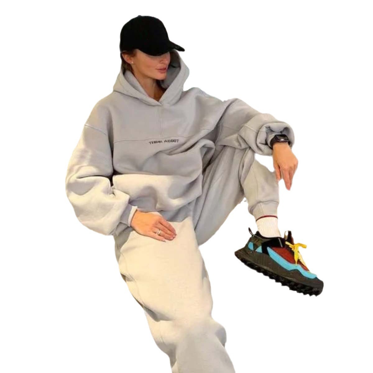 Fashionable Hooded Printed Sweatshirt Casual Sports Set for WomenAutumn and Spring Wear - Image 6