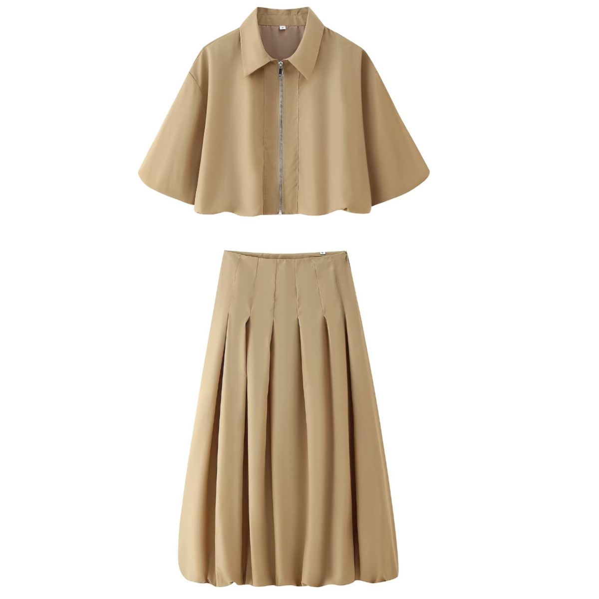 Short sleeved zipper top jacket+skirt set - Image 11