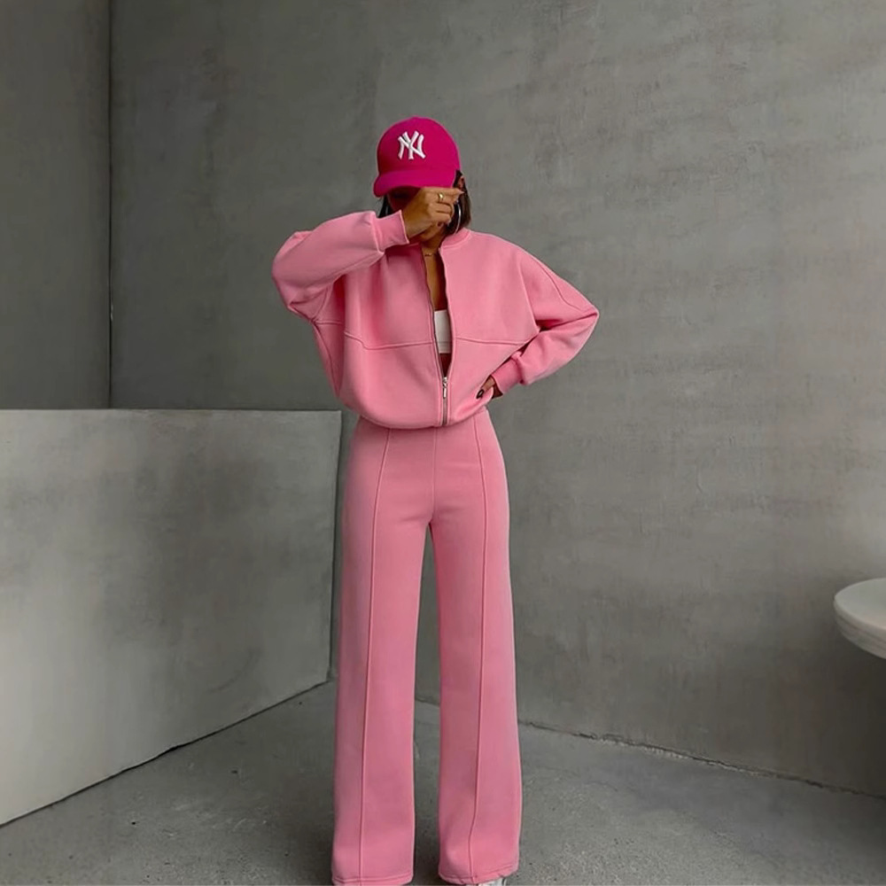Casual Two-Piece Set Women's Autumn/Winter Cardigan Sporty Streetwear Long Sleeve Jacket and Pants Outfit - Image 6