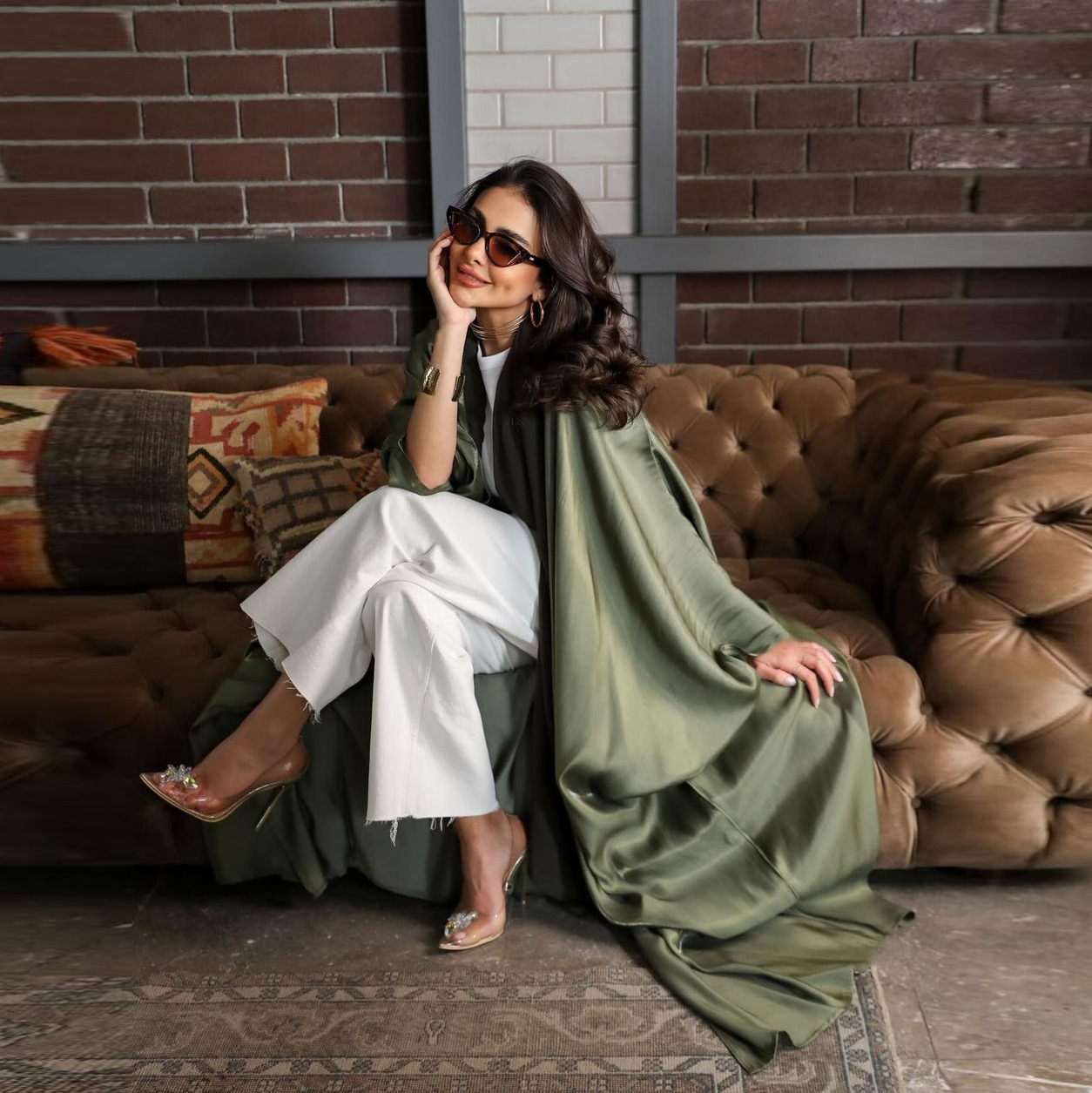 Open Front Batwing Sleeve Robe Women's Solid Color Minimalist Outerwear Elegant Style - Image 4