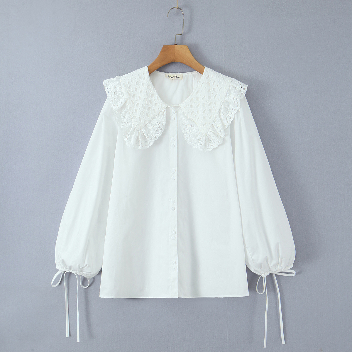 Lace patchwork doll collar loose shirt - Image 5