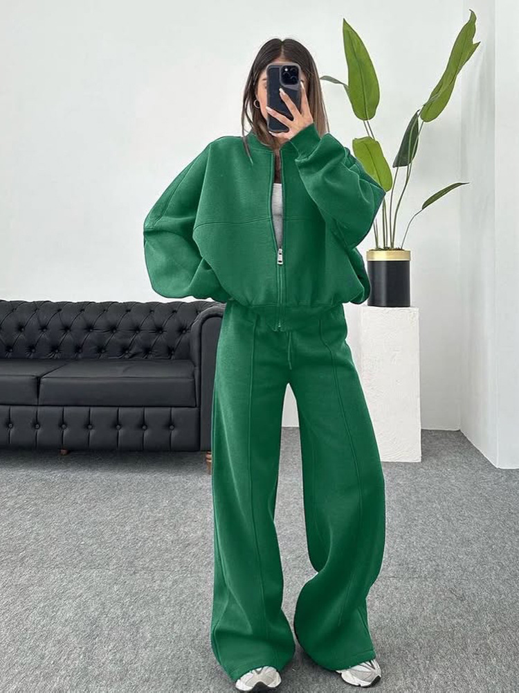 Casual Two-Piece Set Women's Autumn/Winter Cardigan Sporty Streetwear Long Sleeve Jacket and Pants Outfit - Image 12