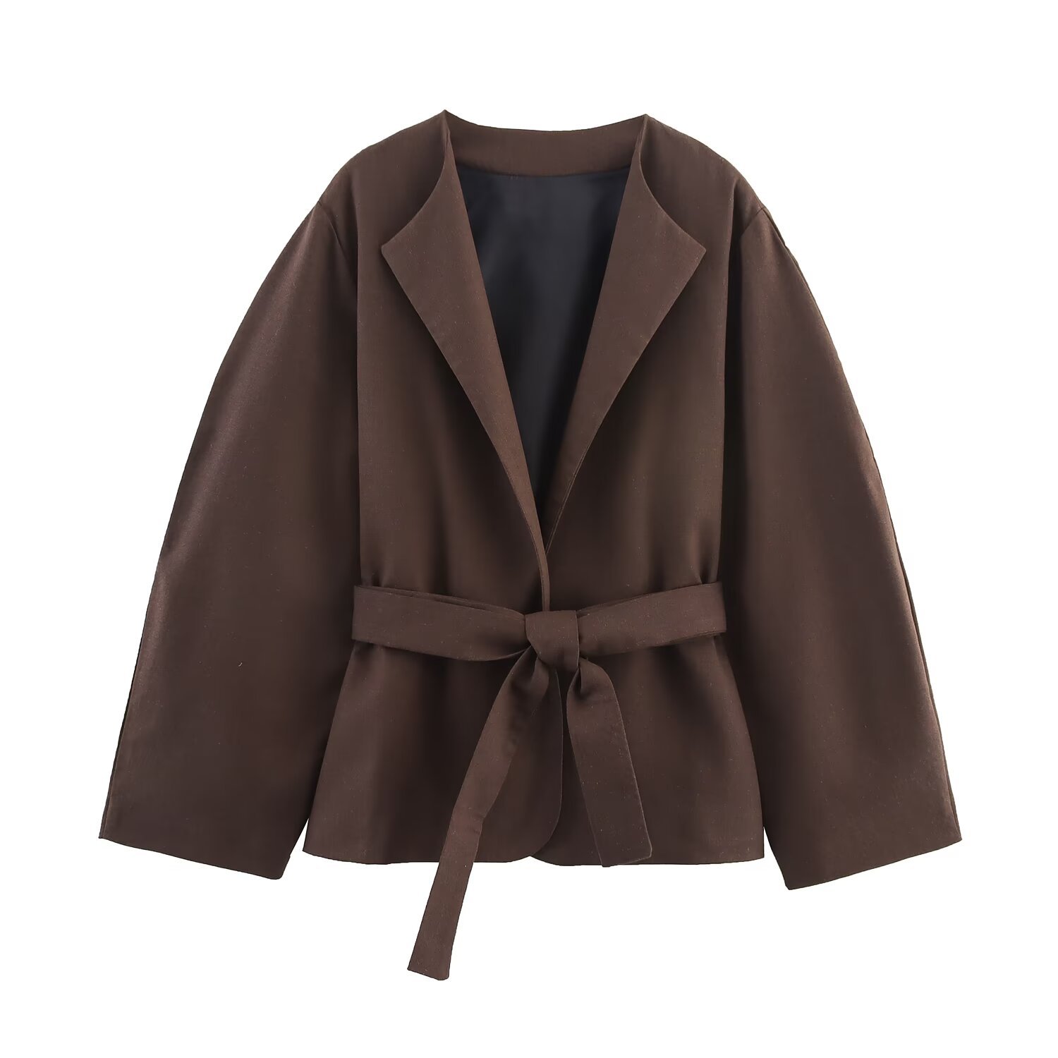 Linen belt kimono style outerwear+pants set - Image 5