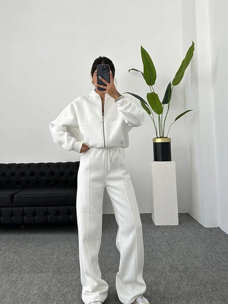 Casual Two-Piece Set Women's Autumn/Winter Cardigan Sporty Streetwear Long Sleeve Jacket and Pants Outfit - Image 9