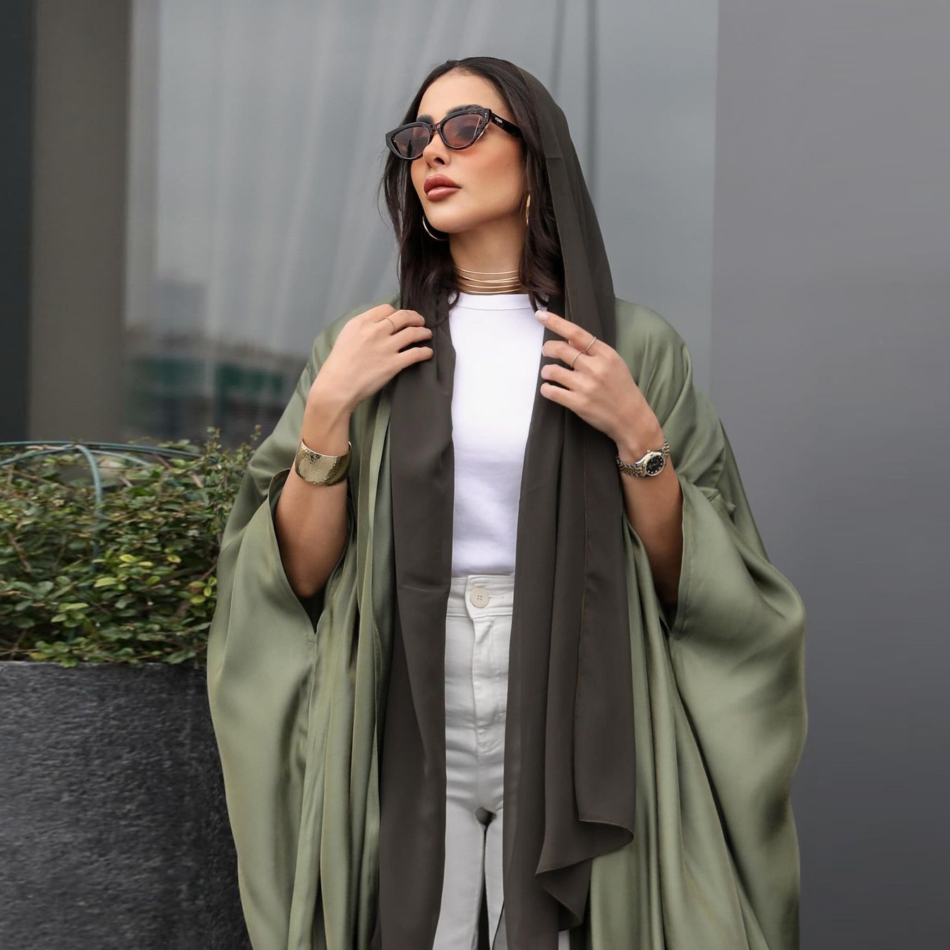 Open Front Batwing Sleeve Robe Women's Solid Color Minimalist Outerwear Elegant Style - Image 3