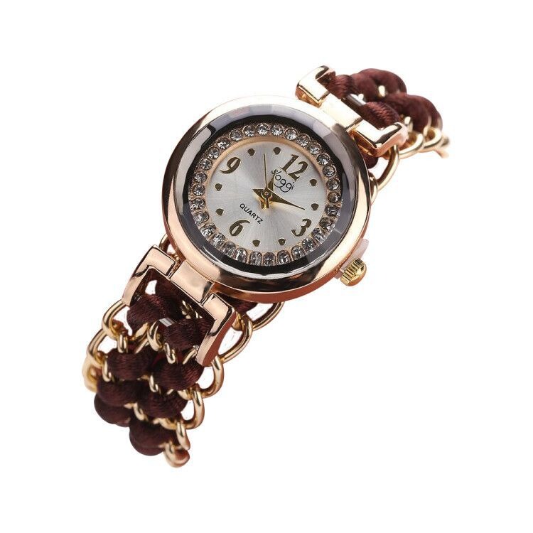 Diamond Dial Woven Strap Watch