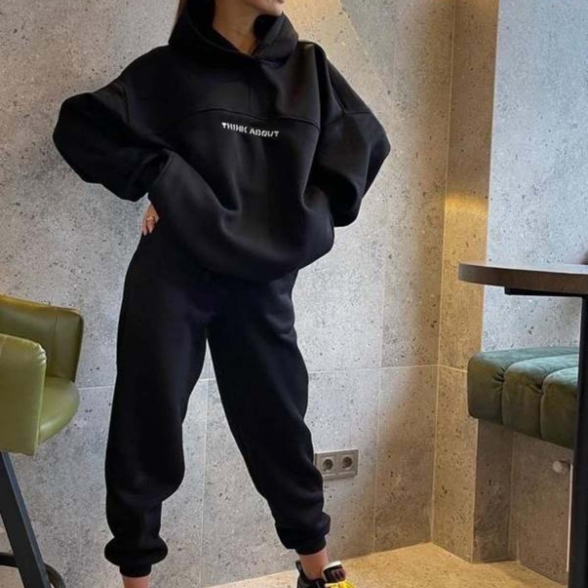 Fashionable Hooded Printed Sweatshirt Casual Sports Set for WomenAutumn and Spring Wear - Image 4