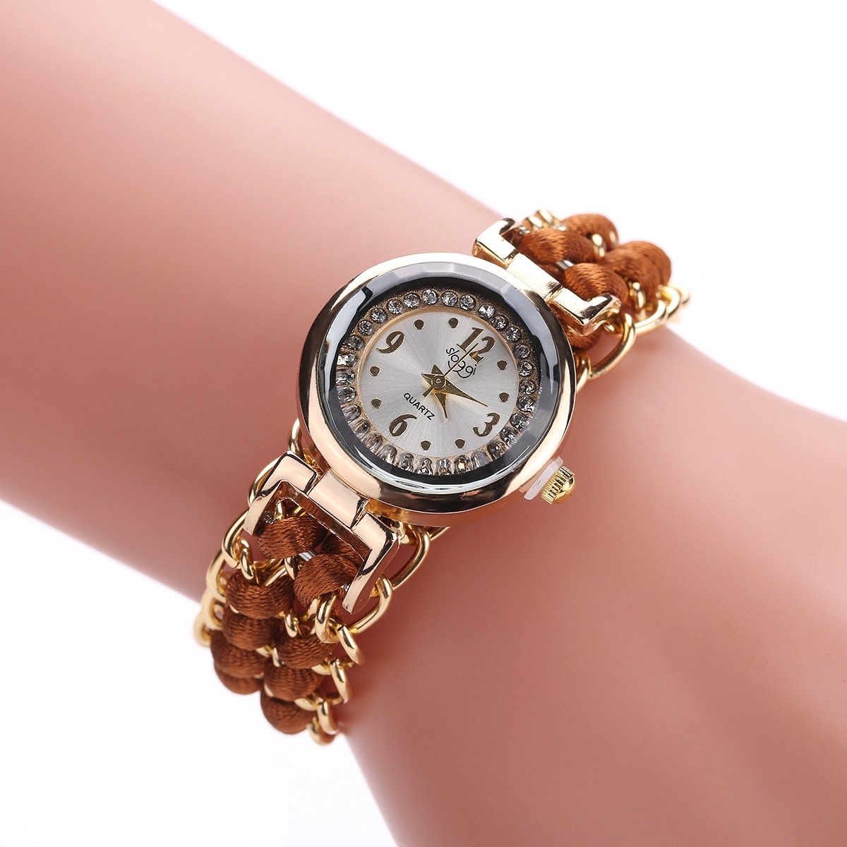 Diamond Dial Woven Strap Watch - Image 2