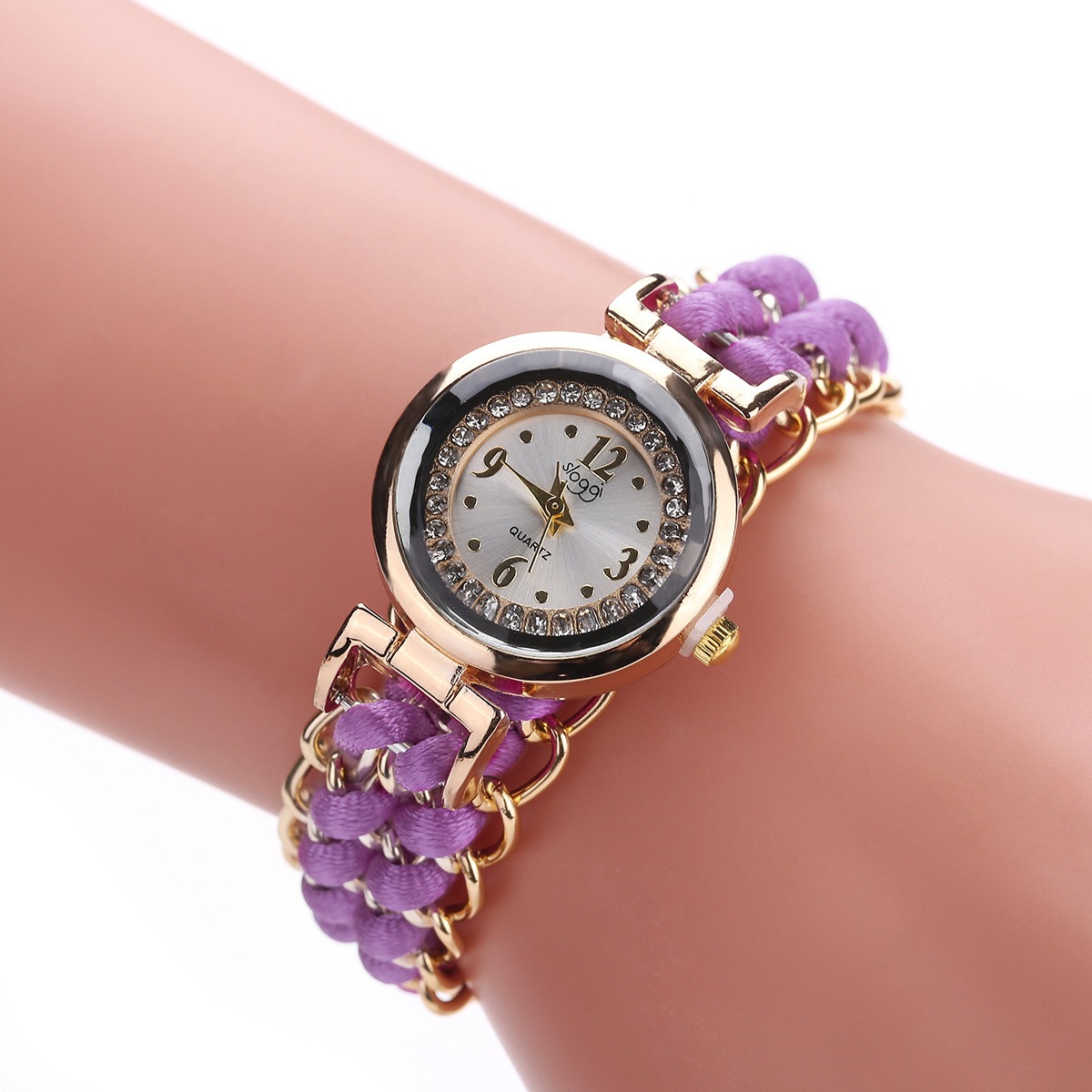 Diamond Dial Woven Strap Watch - Image 9