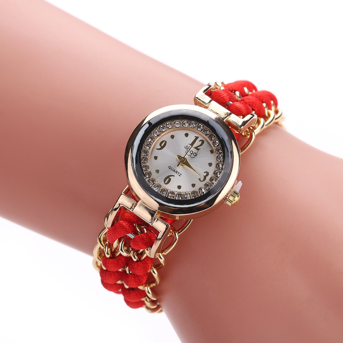 Diamond Dial Woven Strap Watch - Image 10