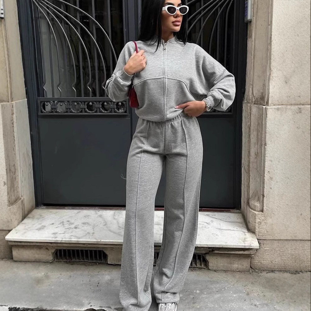 Casual Two-Piece Set Women's Autumn/Winter Cardigan Sporty Streetwear Long Sleeve Jacket and Pants Outfit - Image 3