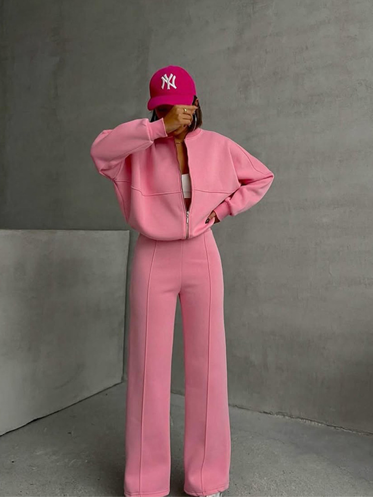 Casual Two-Piece Set Women's Autumn/Winter Cardigan Sporty Streetwear Long Sleeve Jacket and Pants Outfit - Image 14