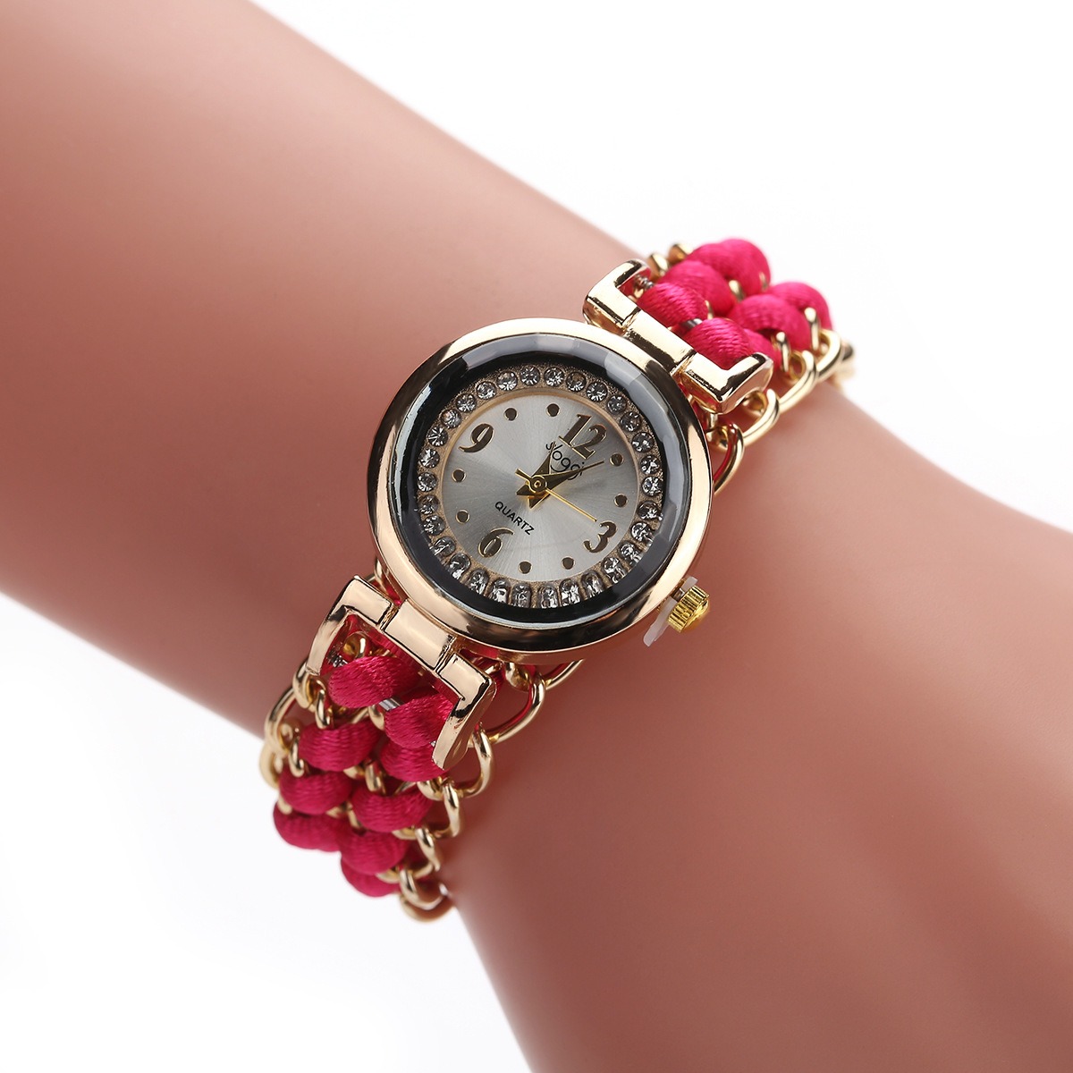 Diamond Dial Woven Strap Watch - Image 4
