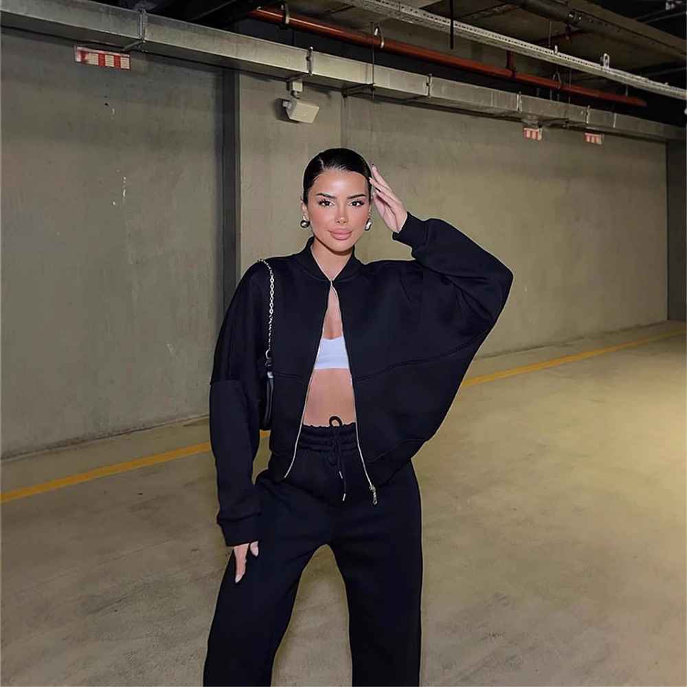 Casual Two-Piece Set Women's Autumn/Winter Cardigan Sporty Streetwear Long Sleeve Jacket and Pants Outfit - Image 5