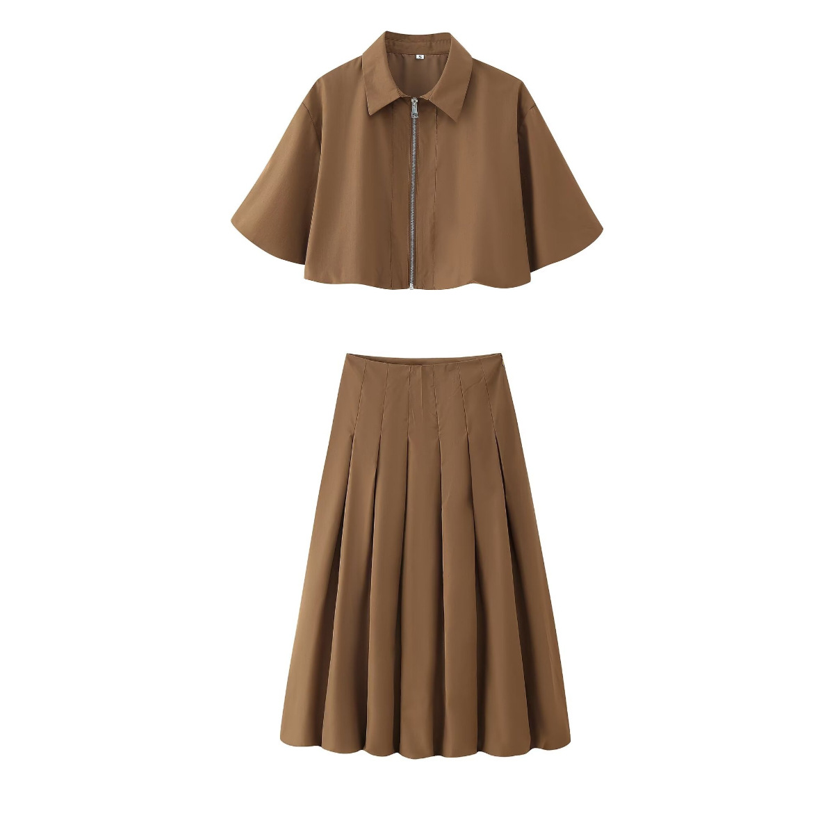 Short sleeved zipper top jacket+skirt set - Image 10