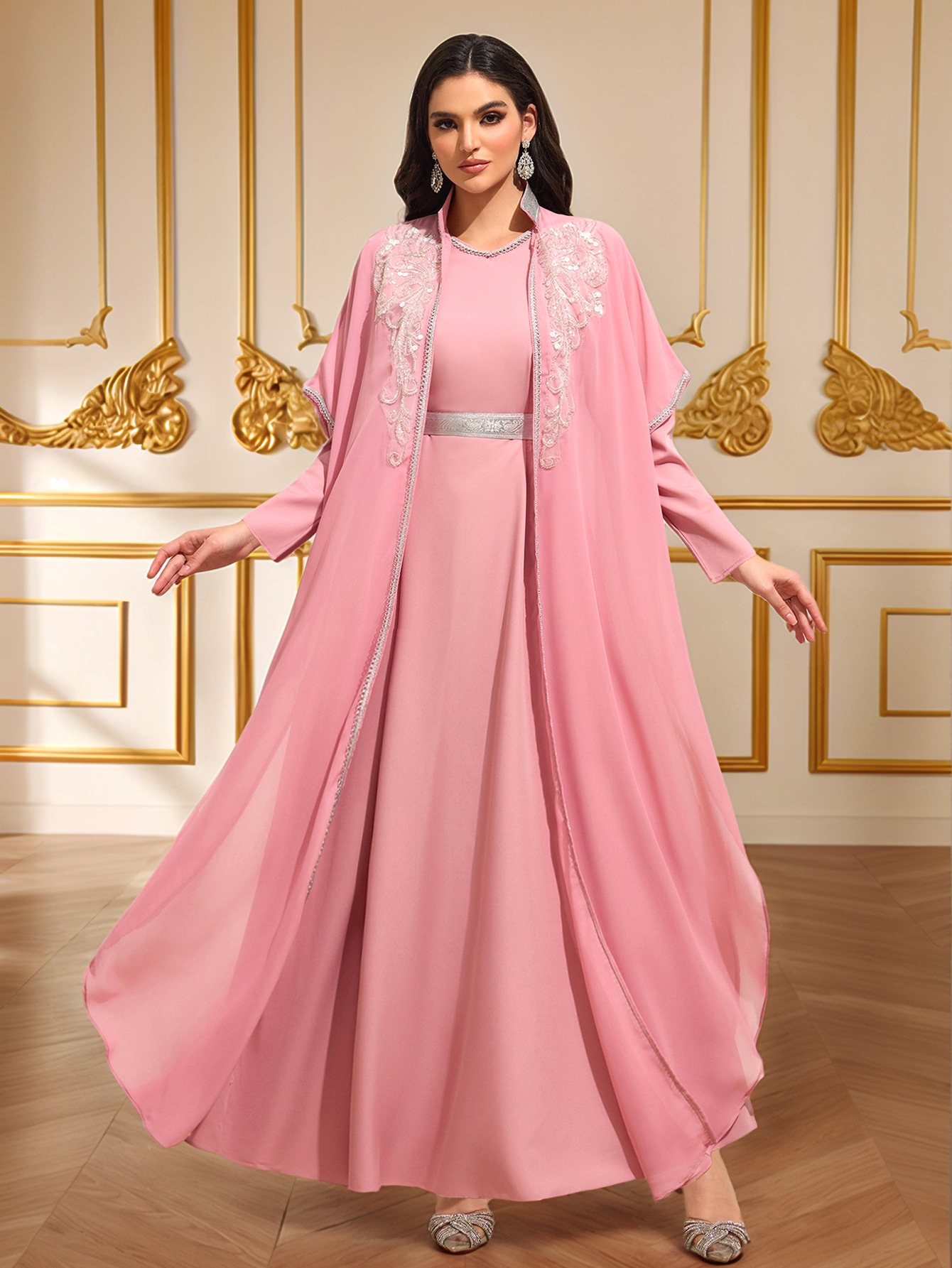 Nail bead sequin embroidered long skirt - Image 6