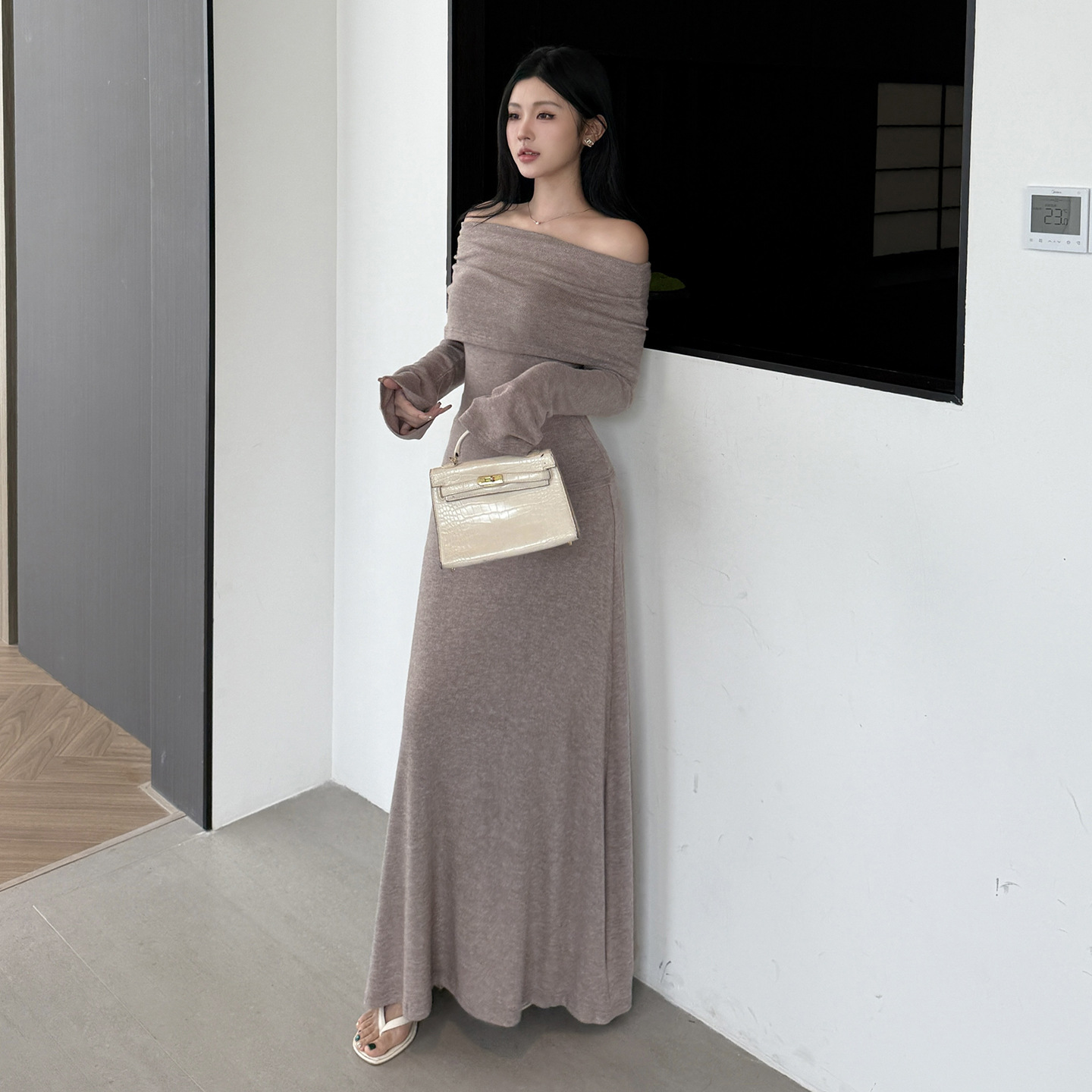 One shoulder knitted suit women's autumn and - Image 2