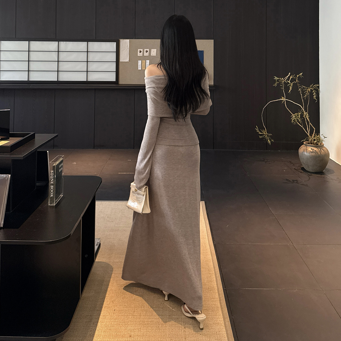 One shoulder knitted suit women's autumn and - Image 4