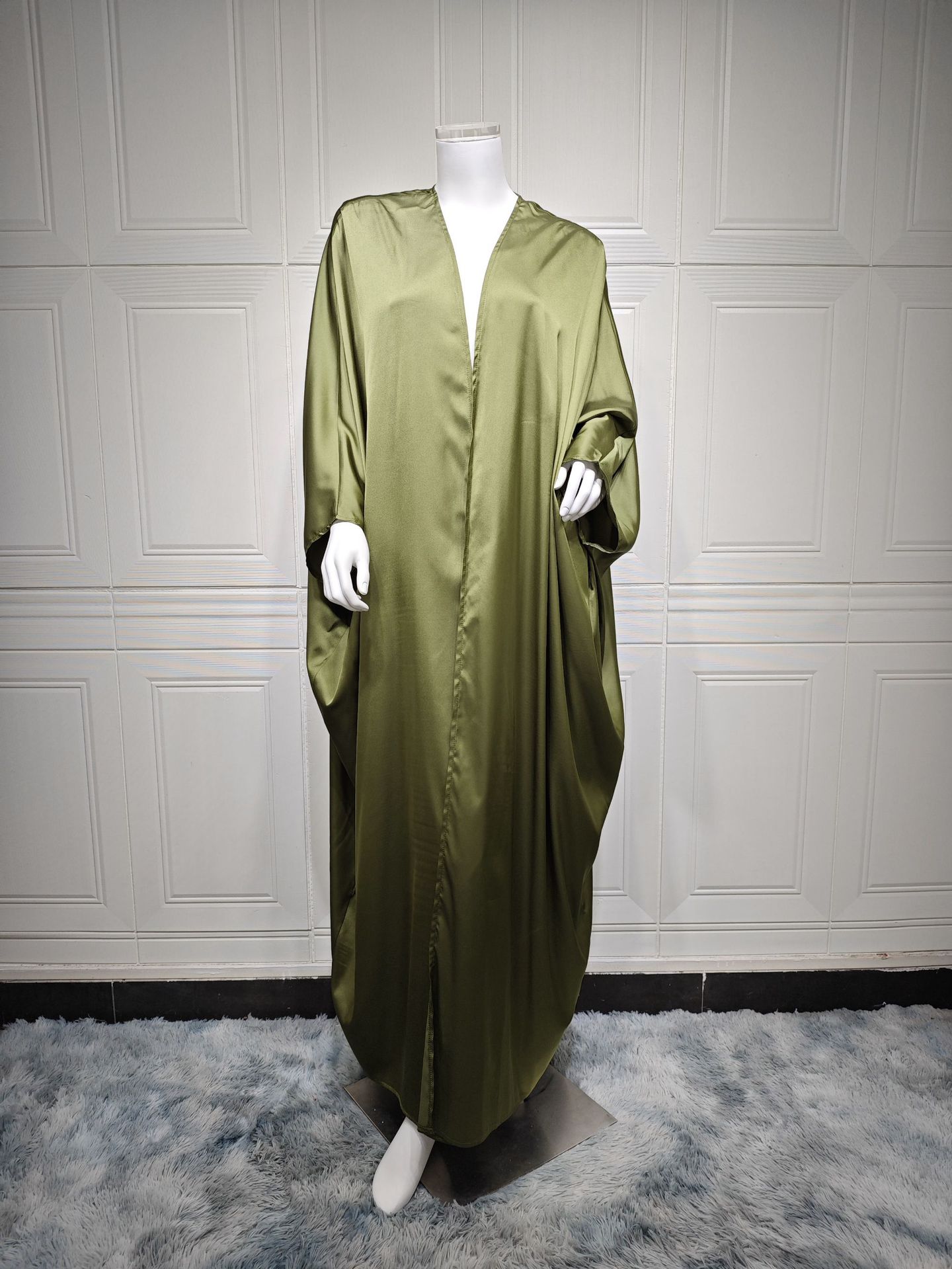 Open Front Batwing Sleeve Robe Women's Solid Color Minimalist Outerwear Elegant Style - Image 6