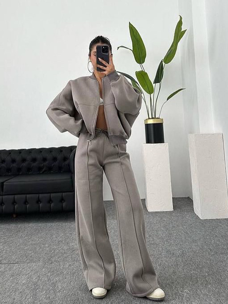 Casual Two-Piece Set Women's Autumn/Winter Cardigan Sporty Streetwear Long Sleeve Jacket and Pants Outfit - Image 11